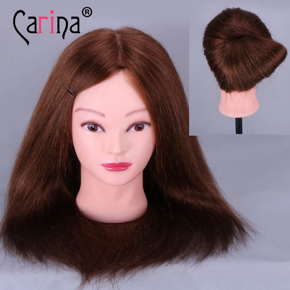 

18" 100% Real Human Hair Mannequin Head For Hairstyles Training Head Hairdresser Hairdressing Head With Natural Hair Doll Dummy