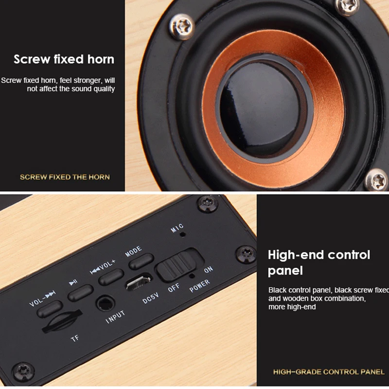 Деревянная Беспроводная bluetooth колонка Obafu портативная Hi Fi ударная басовая