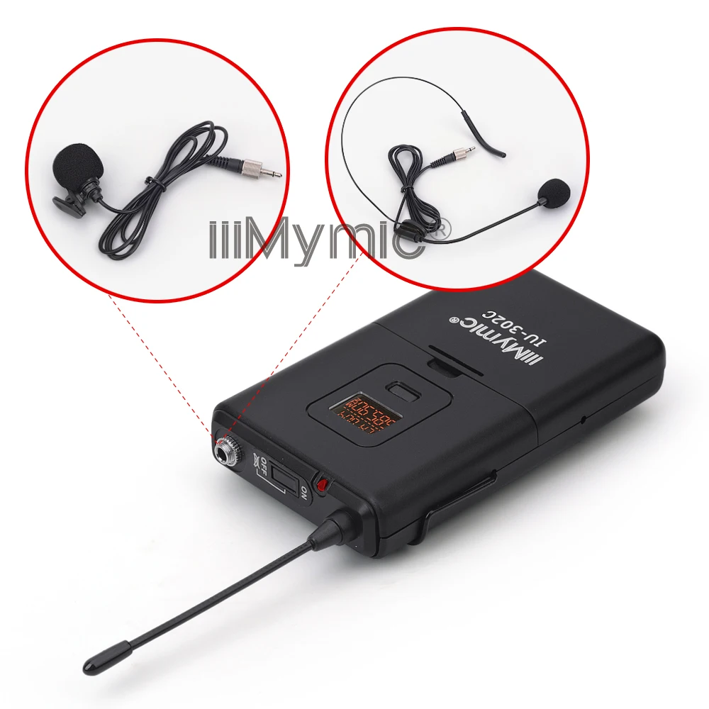 IiiMymic IU-302C UHF 600-700 МГц двухканальный поясной пакет+ лацканы+ гарнитура+ Портативная Профессиональная Беспроводная микрофонная система для DJ KTV