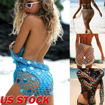 

2019 hot sale sexy summer Sexy Women Wrap Skirts cover up Beach Wear Bottom Knitted Bikini Cover Up Bathing Suit