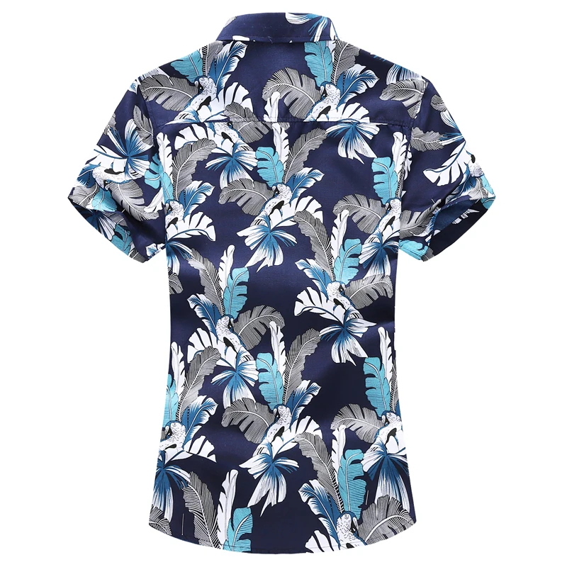 Мужские свободные рубашки в стиле хип-хоп с цветочным принтом и коротким рукавом, мужские Летние Гавайские вечерние рубашки на каждый день, camisa masculina 6XL 7XL