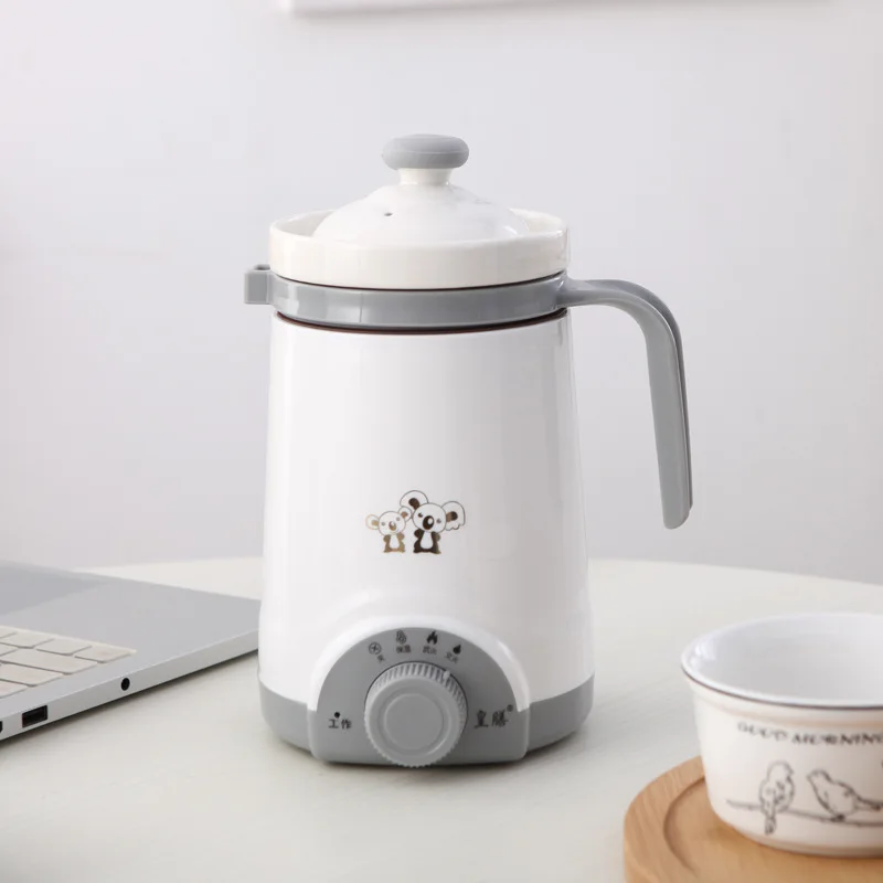 Мини электрический тепловой чайник керамический нагреватель воды чашка молочный котел лапша каша тушеный горшок детское питание Мультиварка чайник 220 В - Цвет: Gray