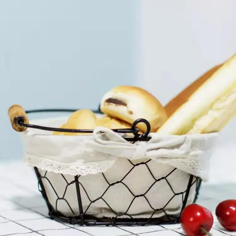 2019 Iron Art Wire Sundries Storage Basket Desktop Grocery Organizer Small Fruit Bowl Portable Mini Basket Bread Storage Basket