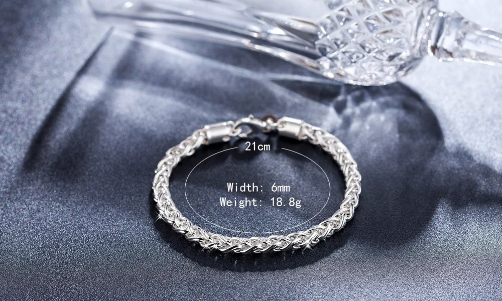 OMHXZJ, модные вечерние серебряные витые круги из органической кожи, серебряные браслеты с толстым 925 пробы BR113