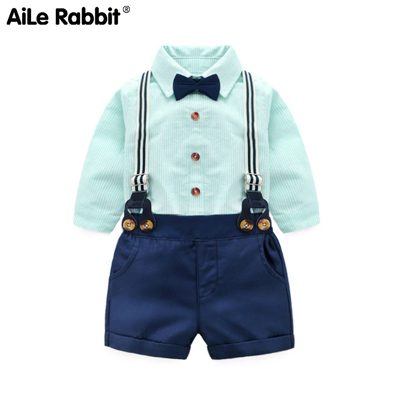 AiLe Rabbit Xia Nantong джентльменская полосатая куртка шорты с увеличенными лямками Костюм-двойка