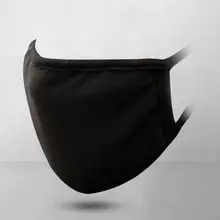 Унисекс черная маска для рта моющаяся хлопок против пыли Защитная многоразовая 3 слоя