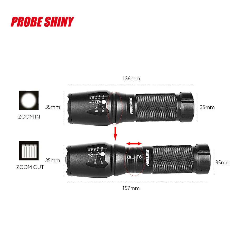 G700 X800 LED Light Zoom Military Grade Tactical Flashlight Battery Shadowhawk