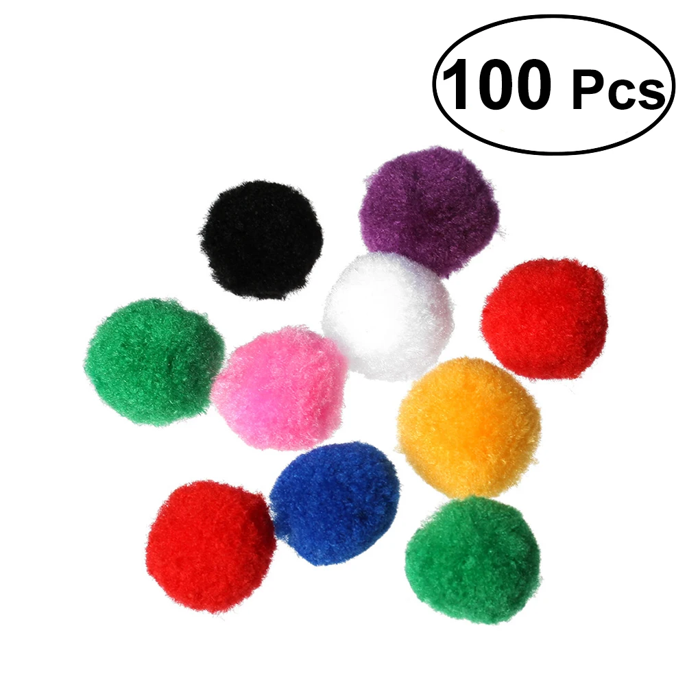 100Pcs 4cm Assorted Pom Pom Kitten Toys Fluffy Craft Pom Poms Balls for