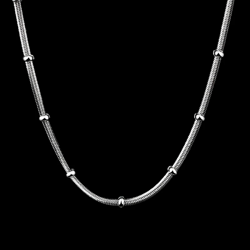 CHUKUI Mens Necklace Silver Chain Stainless Steel Round Box Link Wholesale Jewelry Gift 3mm 20 Inch  (10)