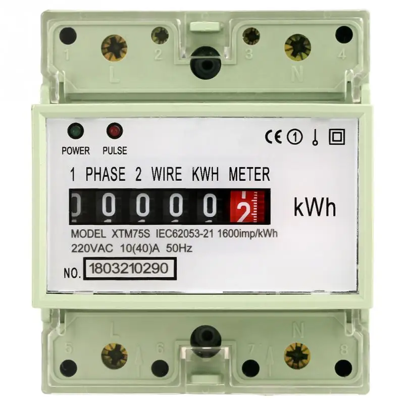 Горячая 220V 10(40) цифровой 1-фазный 2 провода видео-телефон двери 4P din-рейка кВт-ч Электрический счетчик электронный счетчик, кВтч