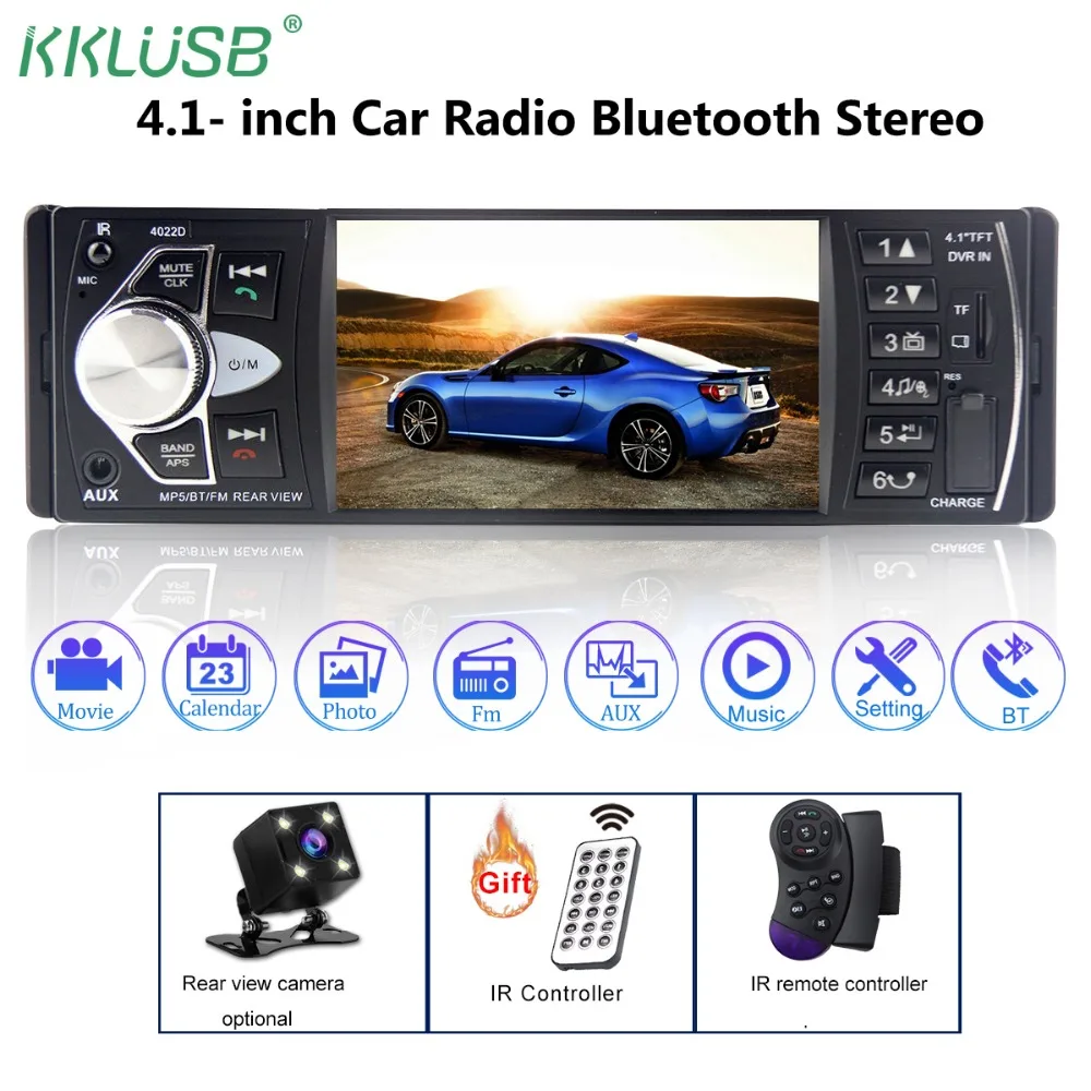 

Car Radio Auto Audio Stereo 4.1 inch 1 Din FM Bluetooth 2.0 Support Rear View Camera USB Steering Wheel Control autoradio 4022D