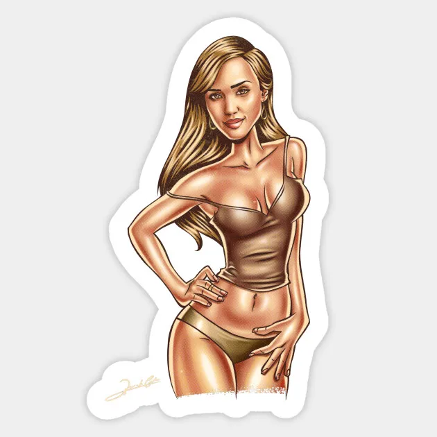 

1Pcs Jessica Alba Sexy Girl Sticker For Laptop Car Skateboard Luggage Guitar Furnitur Sticker