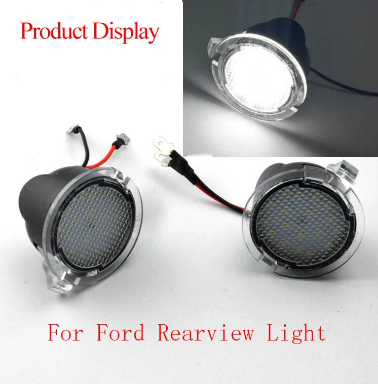 

2 Pcs 1.8W 12V Rearview Light For Ford Sharp World Mondeo Taurus Explorer 6500K White Photolight welcome lamp
