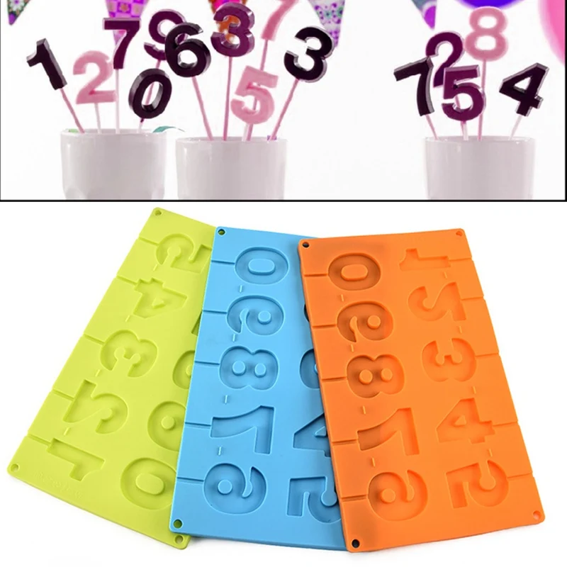 Numbers Lollipop Mold Silicone Chocolate Mould With Sticks