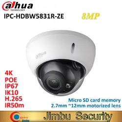 Dahua 8MP WDR ИК купольная ip-камера Камера IPC-HDBW5831R-ZE IP67 IK10 PoE H.265 и H.264 2,7 мм ~ 12 мм Моторизованный объектив IR50m карта памяти Micro SD