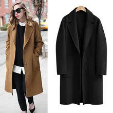 QMGOOD, большой размер, свободное зимнее шерстяное пальто с длинным рукавом, женское, Европейский стиль, большой размер, Feminino, модное, Осеннее, длинное, шерстяное пальто, 5XL