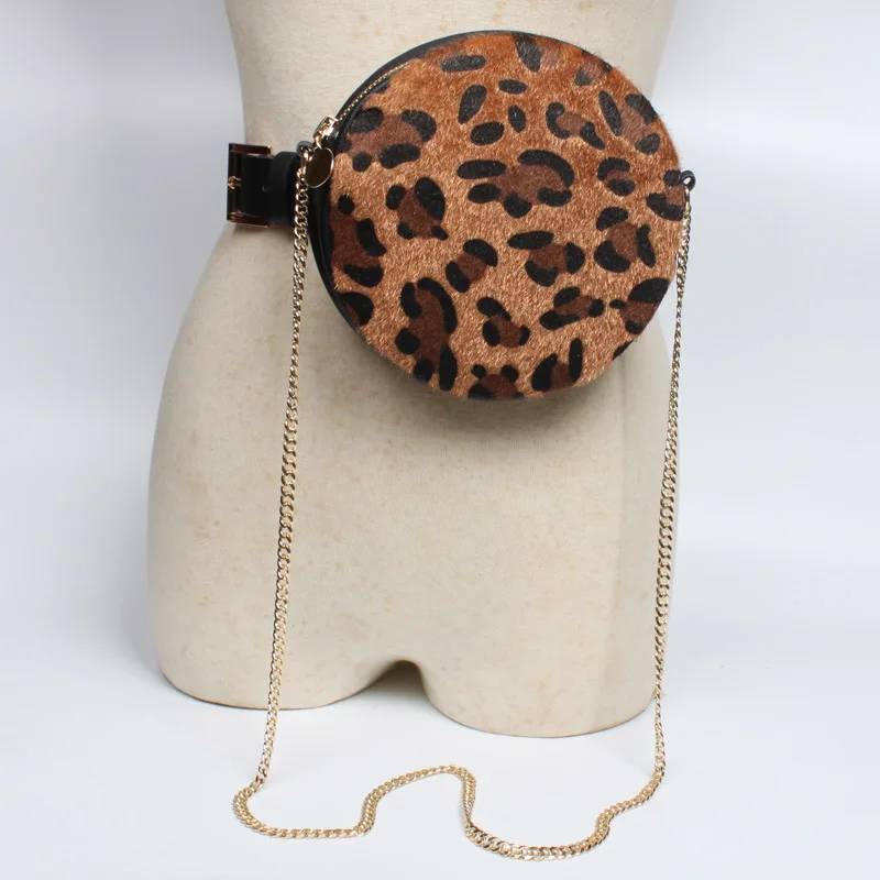 С леопардовым принтом талии сумка Для женщин поясная сумка круглый поясная сумка для Для женщин ремень сумка Бум кошелек сумки на ремне