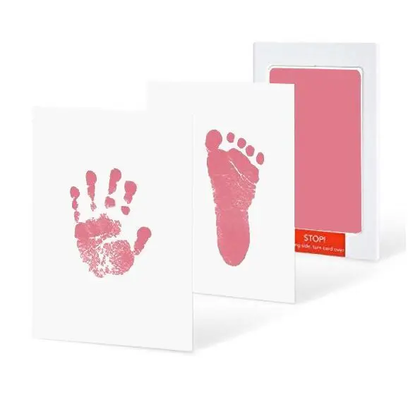 Уход за ребенком нетоксичный отпечаток руки ребенка отпечаток ноги отпечаток комплект Детские сувениры литье новорожденный штемпельная подушка для отпечатка ноги младенческой глины игрушка Подарки - Цвет: pink