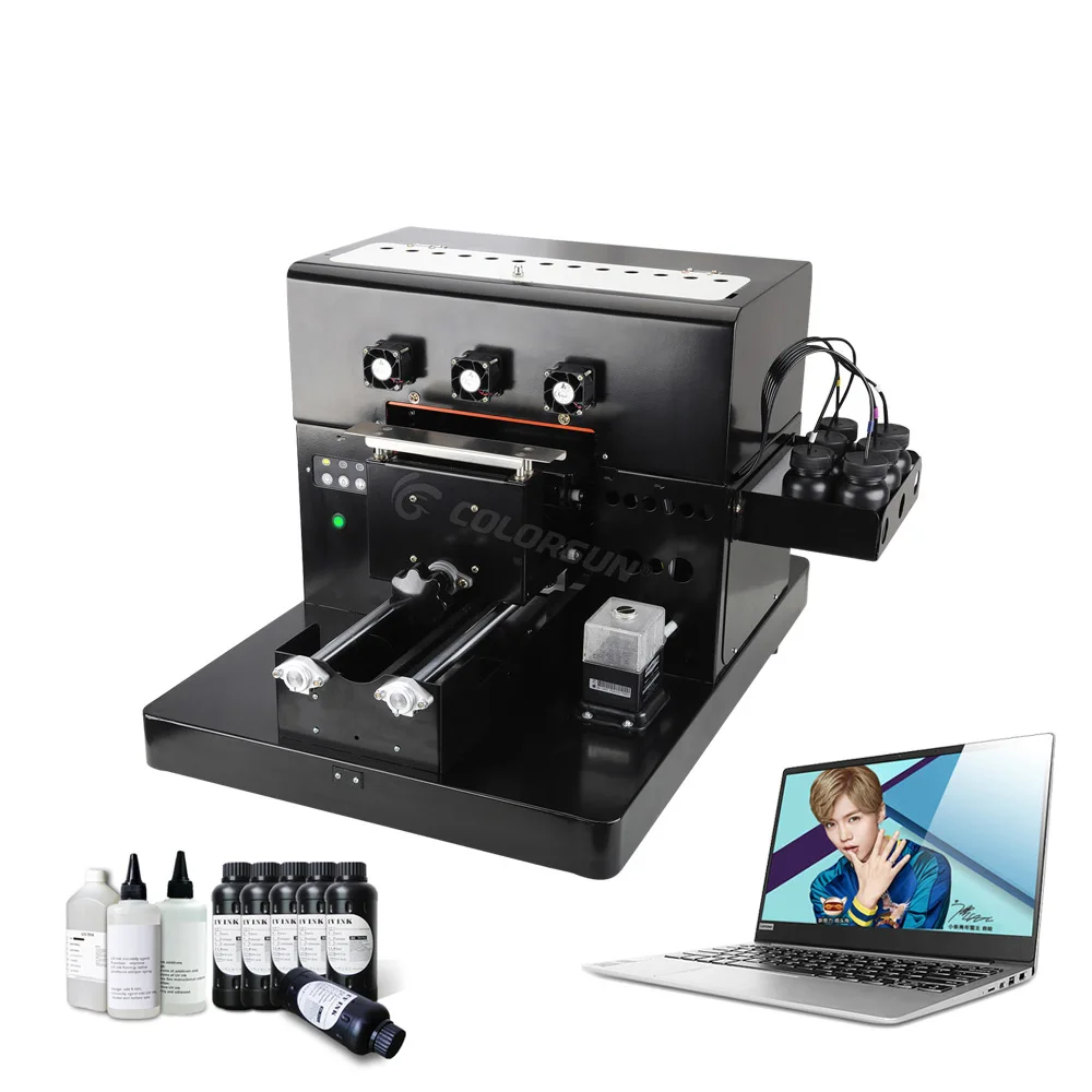 

A4 Small size UV printer for leather Phone case PVC plate/Acrylic plate/Wooden/Metal plate with UV ink with RIP 9.0 software