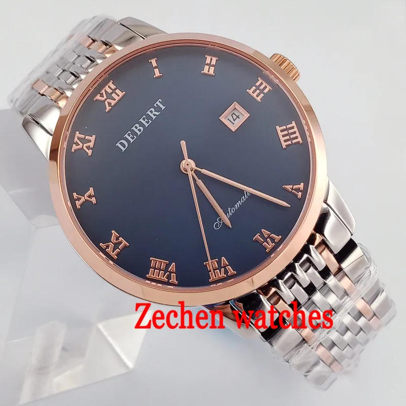 

41mm Debert Blue Dial Stainless Steel Miyota Automatic Men's Casual Wrist Watch