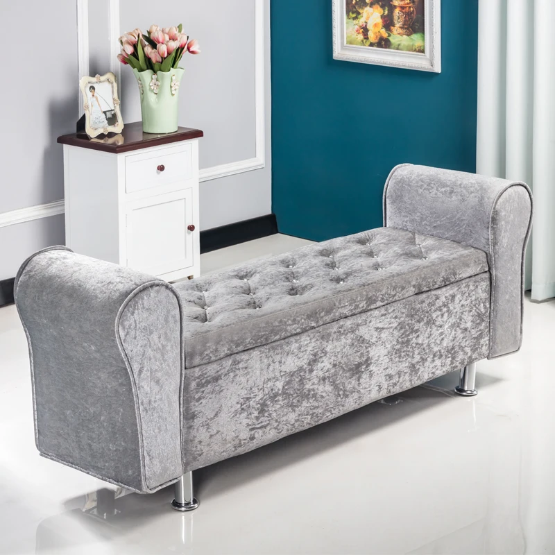 Multifunctional Storage Stool Chair Bedroom Bed End Stool Storage Bench Fabric Shoe Bench Household Sofa Bench Pouf Taburete - Color: M L120 W40 H40