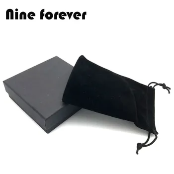 

Nine forever jewelry black gift box and black velvet bag