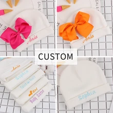 Индивидуальная милая детская шляпа для новорожденных, шапка с изображением медведя и кролика, специальный подарок для новорожденных мальчиков и девочек, весенняя шапка для малышей