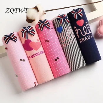 

ZQTWT 5Pcs/Lot New Style Underwear Women Sexy Panties Letter Heart Female Briefs Comfortable Cotton Lingerie Intimates 3NK165