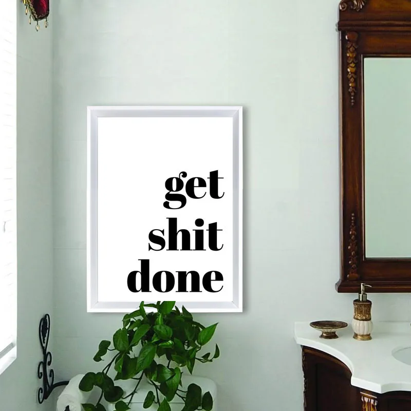 Nordic Get Shit Done Poster Bathroom Canvas Art Gold Posters