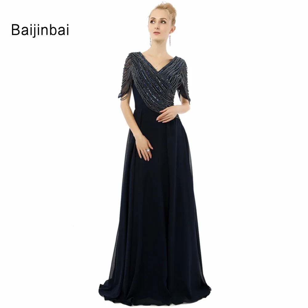 Baijinbai Real Sample Long Back Chiffon Prom Dresses 2018 Deep V