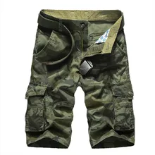 Камуфляж мужские шорты Карго хлопок Мужские шорты в повседневном стиле свободные рабочие шорты мужские s военные Короткие штаны плюс размер 29-44 без пояса