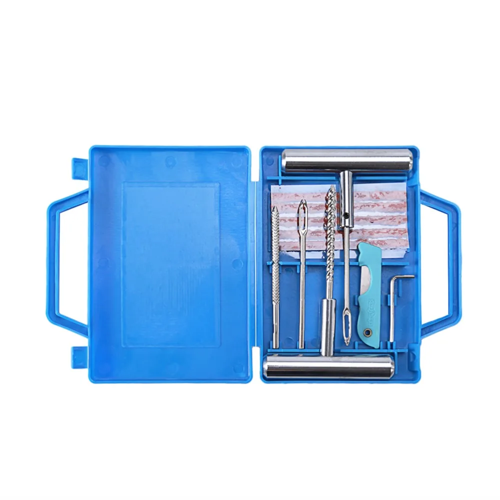 11Pcs Car Van Motorcycle Bike Emergency Heavy Duty Tubeless Tire Puncture Repair Kit Plug Set Tyre Repair Kit Random Knife Color