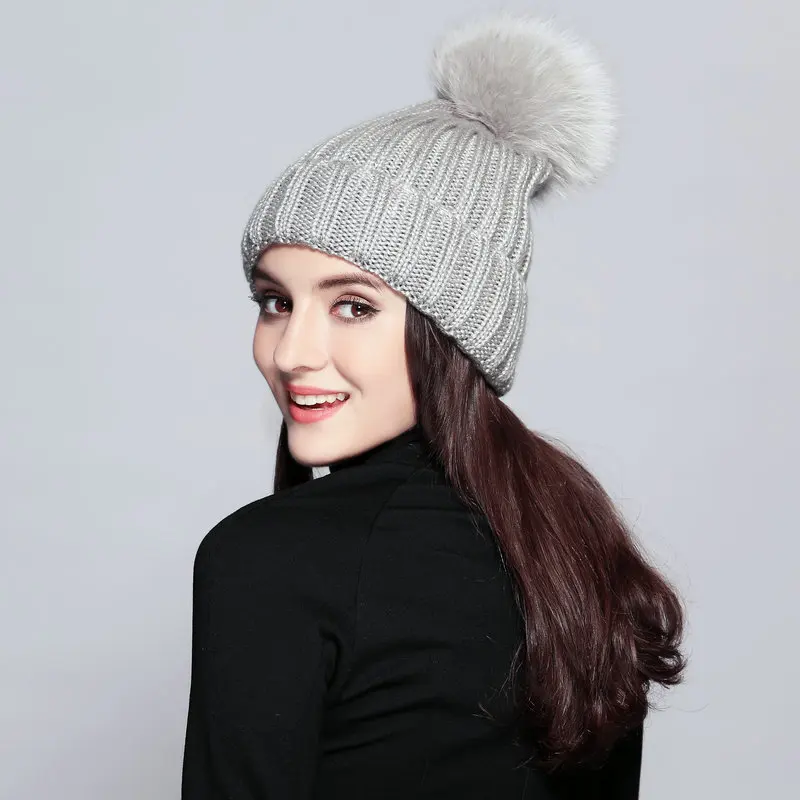 Повседневная Кепка с помпоном gorros Толстая однотонная Лыжная Женская кепка