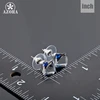 AZORA White Gold Color Stellux Austrian Crystal Blue Cube Stud Earring TE0021 3