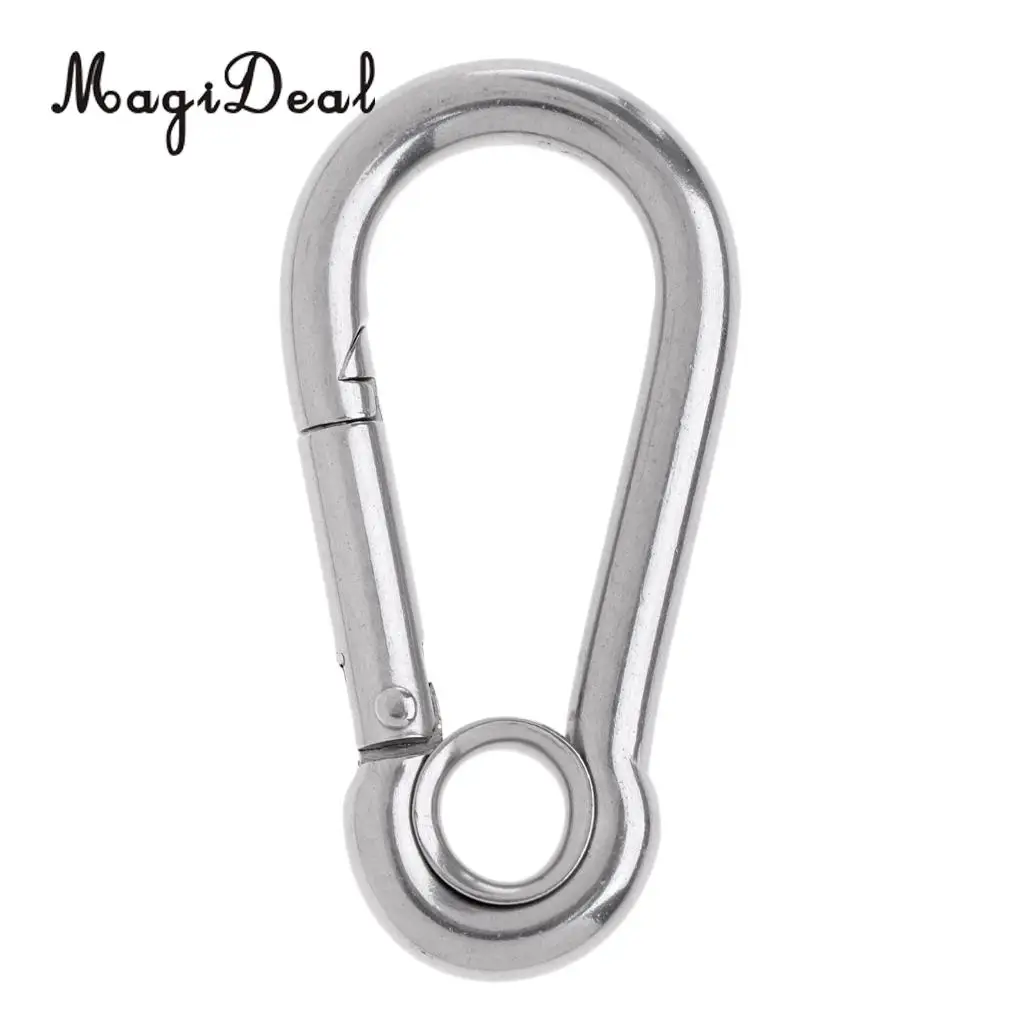 Durable Stainless Steel Climbing Spring Carabiner Clip Hook with Eye for Climbing/ Hiking/ Camping/ Outdoor
