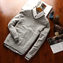 Повседневный приталенный свитер с v-образным вырезом мужской классический чистый черный пуловер мужской сплошной цвет Pull Homme кашемировые шерстяные свитеры рубашки Phalinov