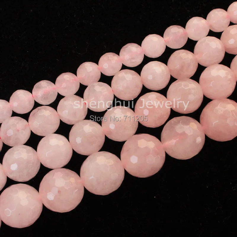 

Faceted Natural Rose Quart Round Beads15"/38cm,For DIY Jewelry making ,provide mixed wholesale for all items !