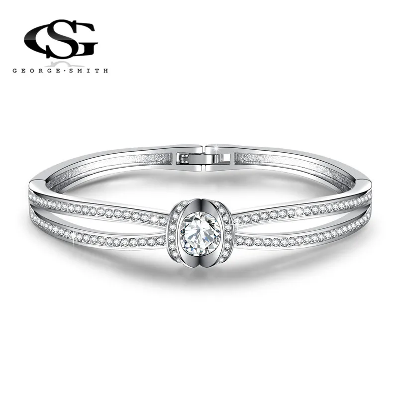 

GS Fashion Woman Bracelets 2018 Crystals From Swarovski Bracelets Bangles For Women Wedding Engagement Love Crystal Bracelet G5
