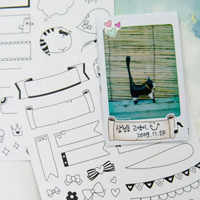 

6 pcs/lot Black Line paper sticker diy planner decorative sticker scrapbooking diary kawaii Arts Crafts Stickers