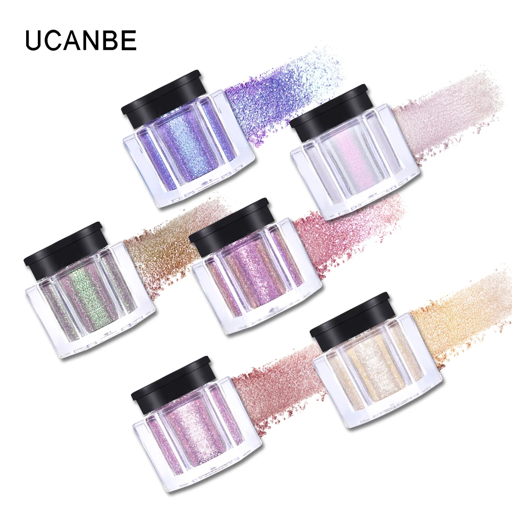 

UCANBE 8 Colors Glitter Loose Eyeshadow Powder Metallic Shimmer Duo Chrome Pigment Eyeshadow Makeup Diamond Chameleon Eye Shadow