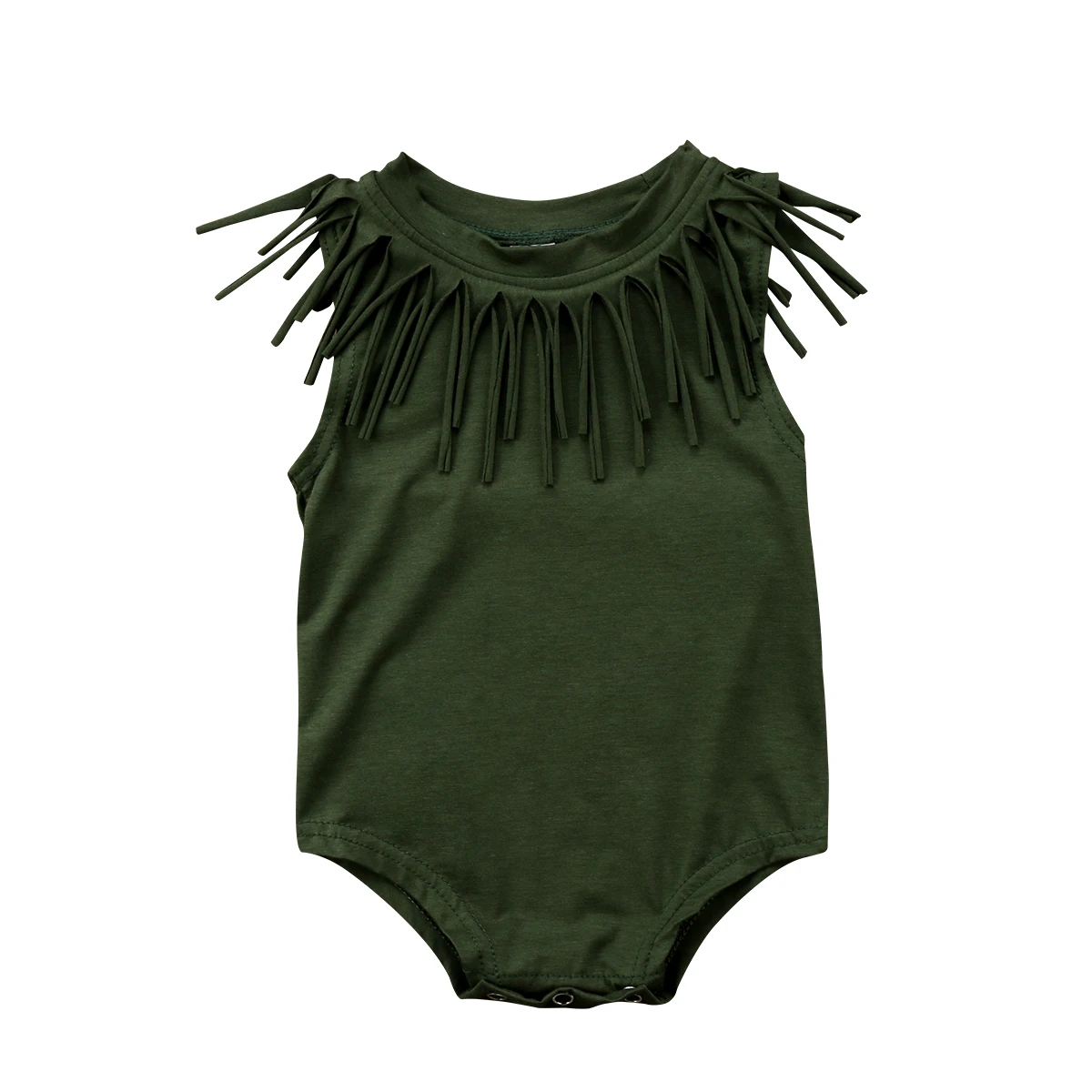 Neckline Tassels Baby Girl Boys Bodysuits Cute Toddler Black Green
