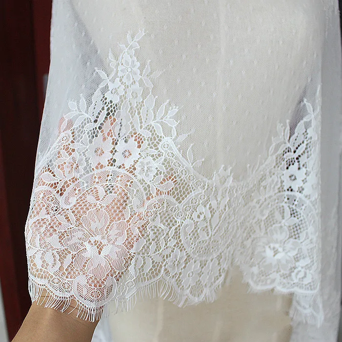 

3M/Lot 55CM Wide Nylon Eyelash Lace Fabric Soft Black White Lace Trim DIY Clothing Wedding Veil Underwear Accessories