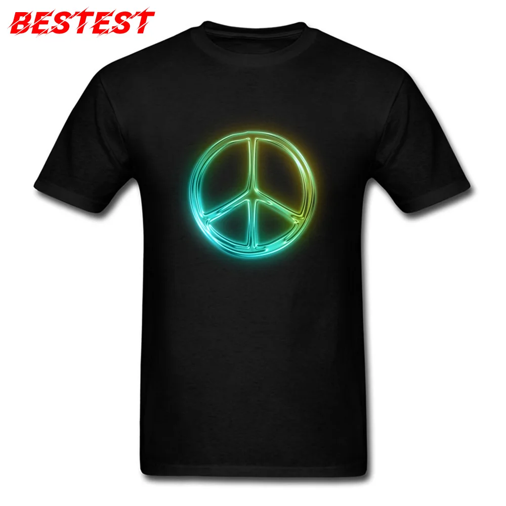 Geek O-Neck T Shirts Lovers Day T Shirt Short Sleeve New Arrival All Cotton Funny Tops & Tees Casual Men Top Quality 0818yglowing green neon icon symbols peace sign  black