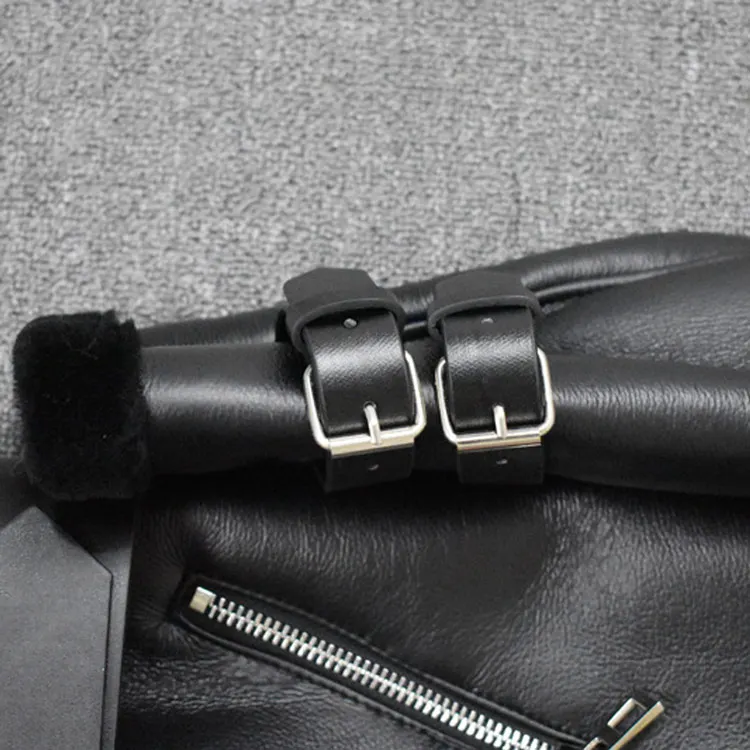 De Manteau Fourrure Chaud face Moyen Casual Mérinos Véritable En Double Réel Hiver Pu Cuir Veste Et Black Femmes Long Outwear Épais Manteaux RwyA44qH