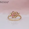 Papaya-Anillo de mujer de circón Natural con forma de corona y tres gotas de agua blancas, joyería de moda de lujo para boda, oro rosa 585 ► Foto 3/6