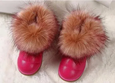 Обувь для мальчиков и девочек; сезон осень-зима; Классические хлопковые ботинки с имитацией лисьего меха; детские зимние ботинки; большие кожаные ботинки