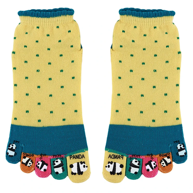 Домашние противоскользящие носки для пилатеса с пятью пальцами; женские хлопковые носки с забавными рисунками; раздельные мужские спортивные носки для женщин - Цвет: yellow