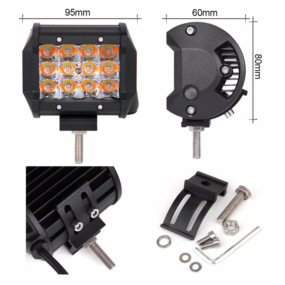 ECAHAYAKU 36 Вт Светодиодный рабочий свет автомобиля бар с красочным светом 12 В 24 в трактор Рабочая лампа для 4x4 SUV ATV rzv Джип Лодка фонари для