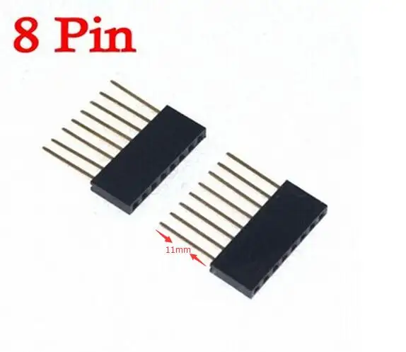 

100pcs 1*8P Single row female 8P 2.54MM spacing long pin socket female Header connector PC104 needle long for 11mm