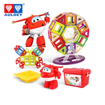 

AULDEY Super Wings 134pcs Magnetic Blocks JETT High Quality Learning & Education Building & Construction Toy Spatial Mathematics